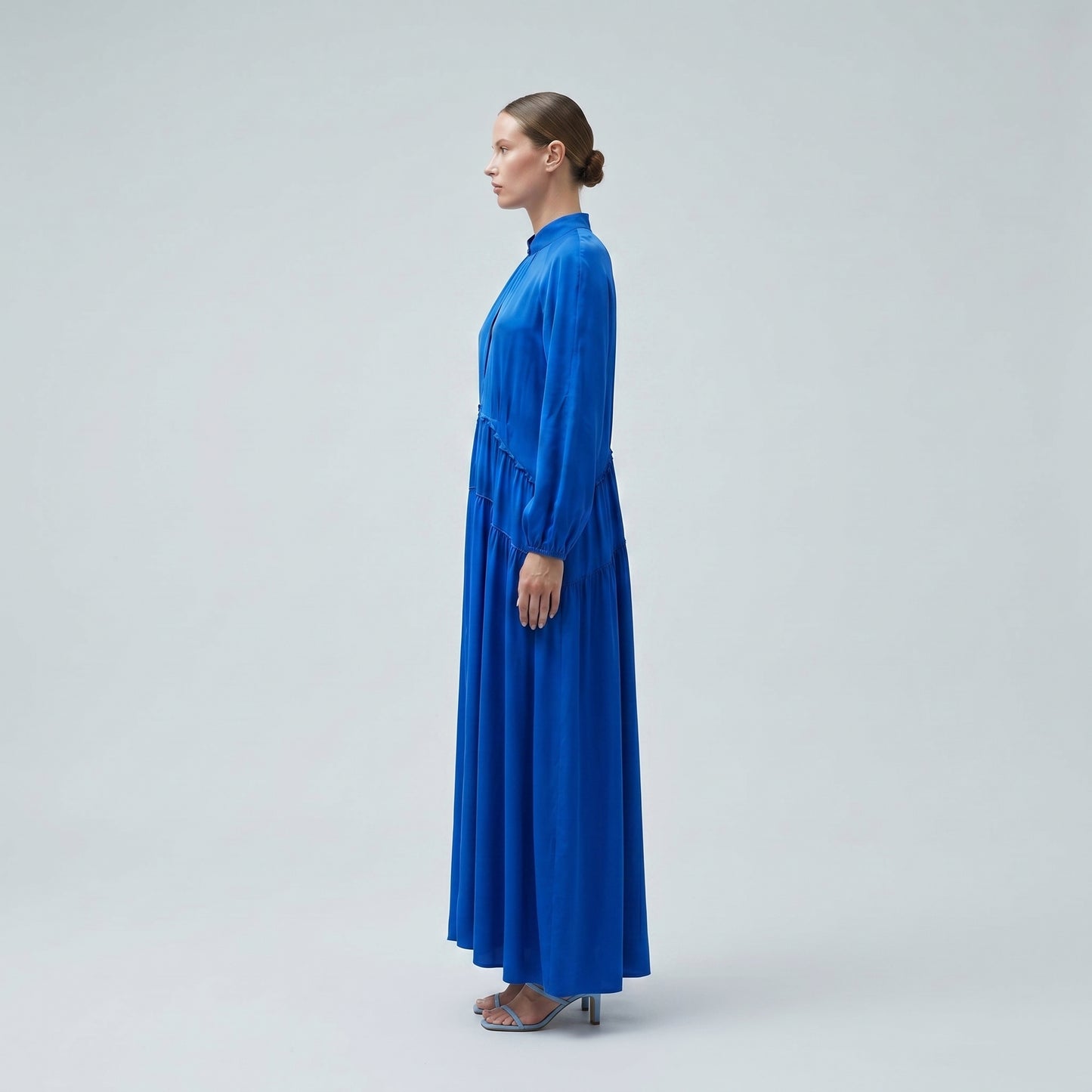 Elegant Cobalt Keyhole Midi Dress