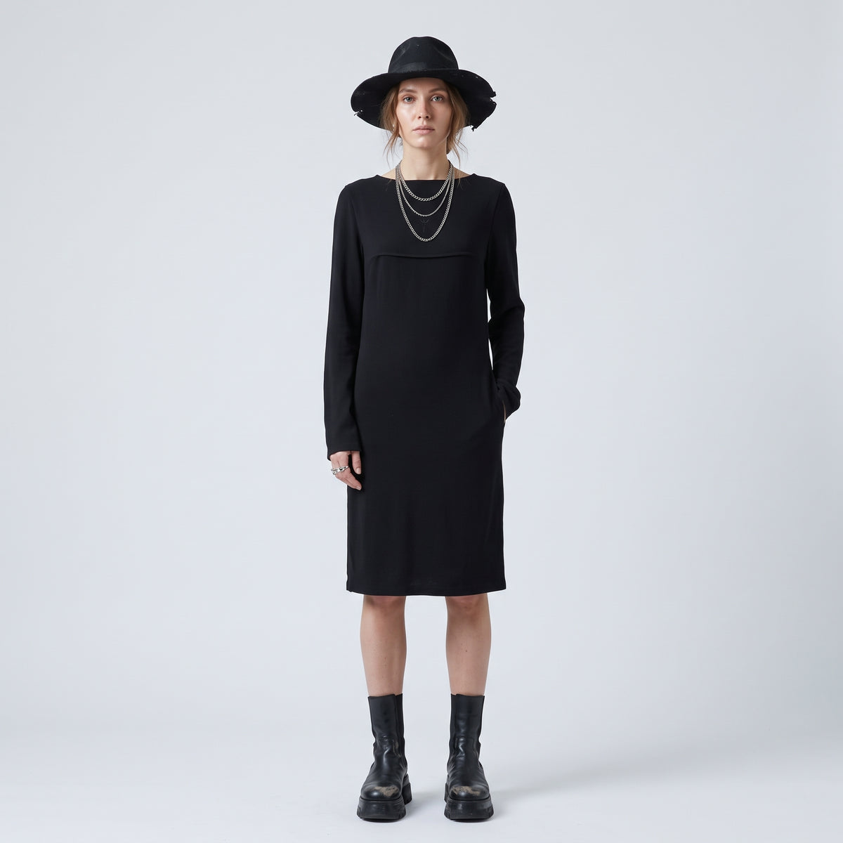 Minimalist Black Long Sleeve Dress