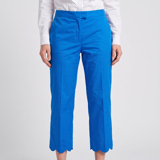 Cobalt Scalloped Hem Trousers
