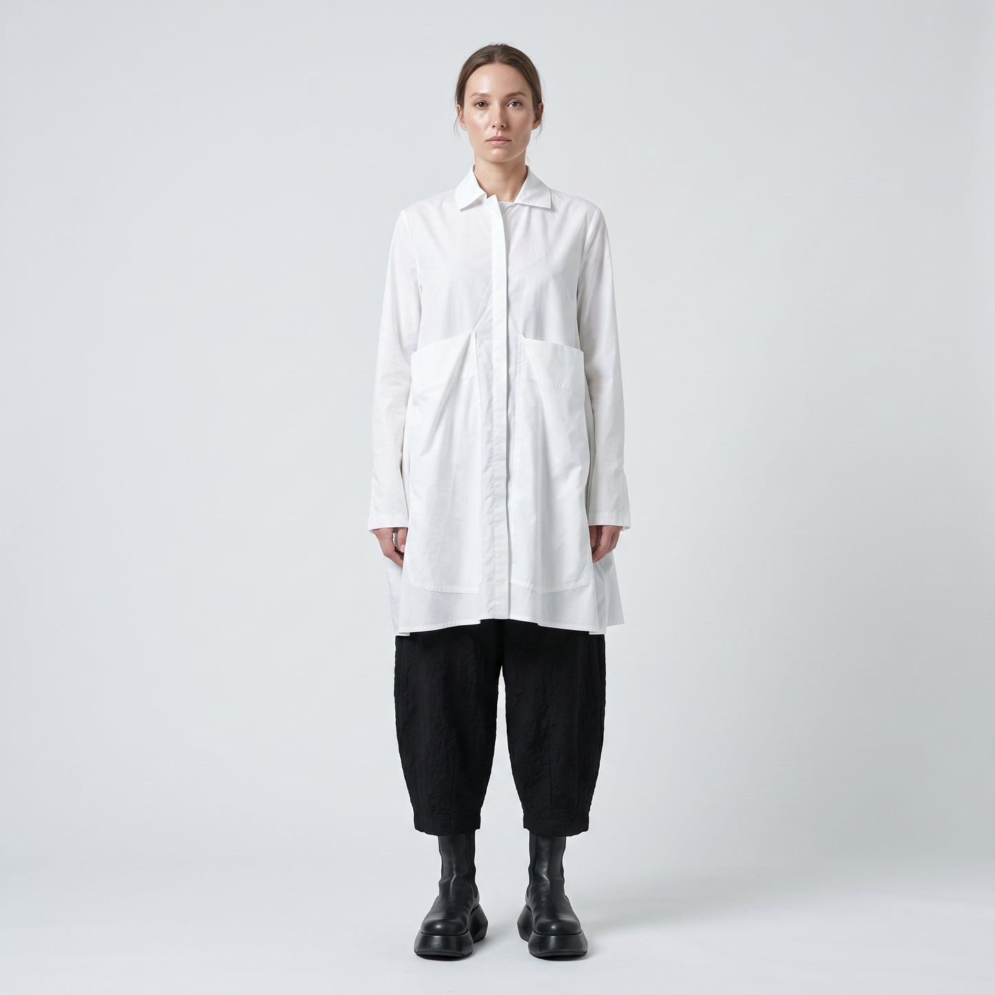 Minimalist Crisp Cotton Tunic Shirt