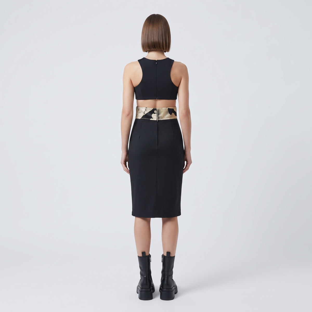 High-Waisted Structured Pencil Skirt