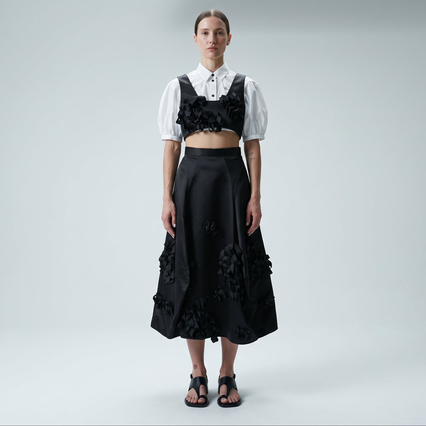 Embellished Silk A-Line Skirt