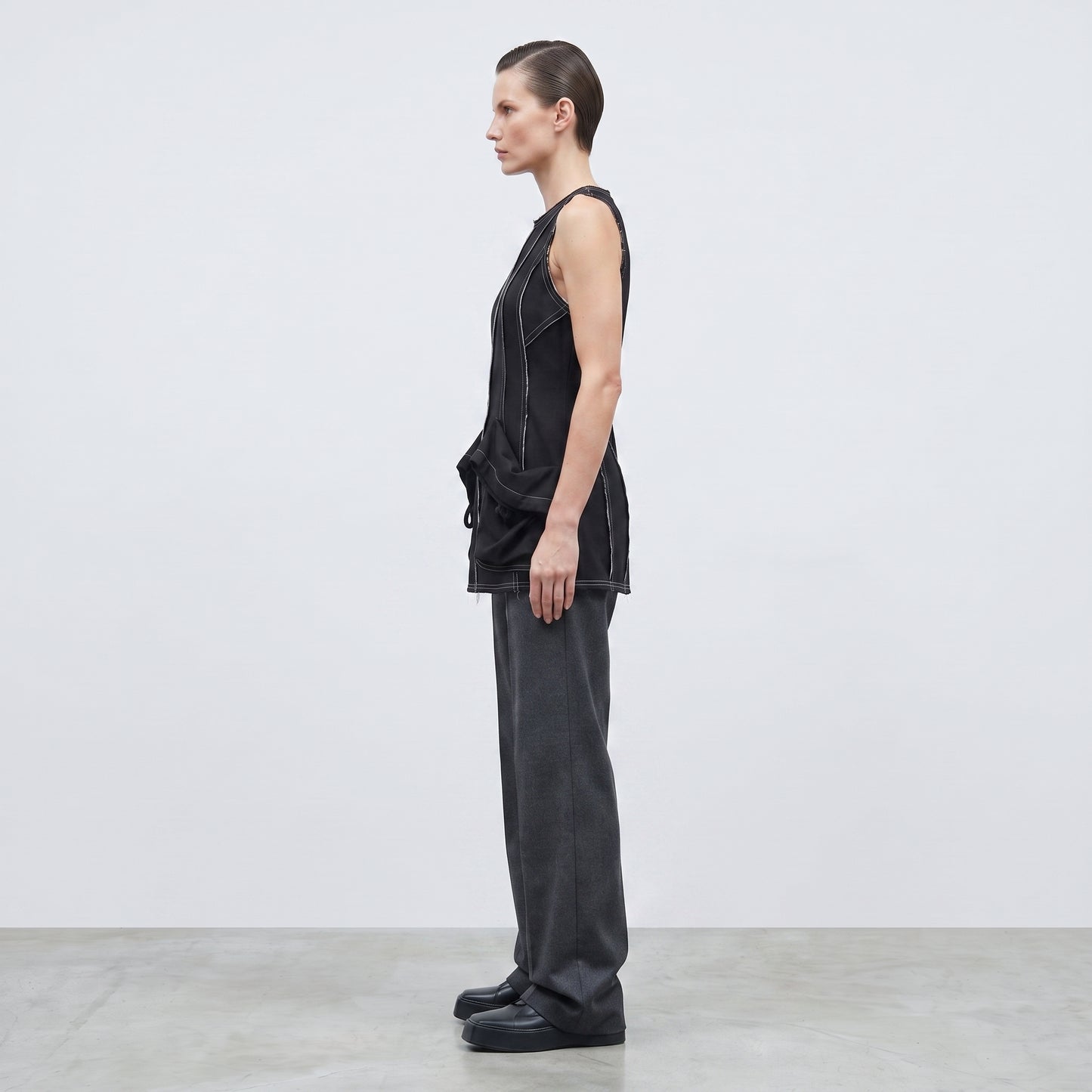 Structured Contrast Stitch Utility Vest