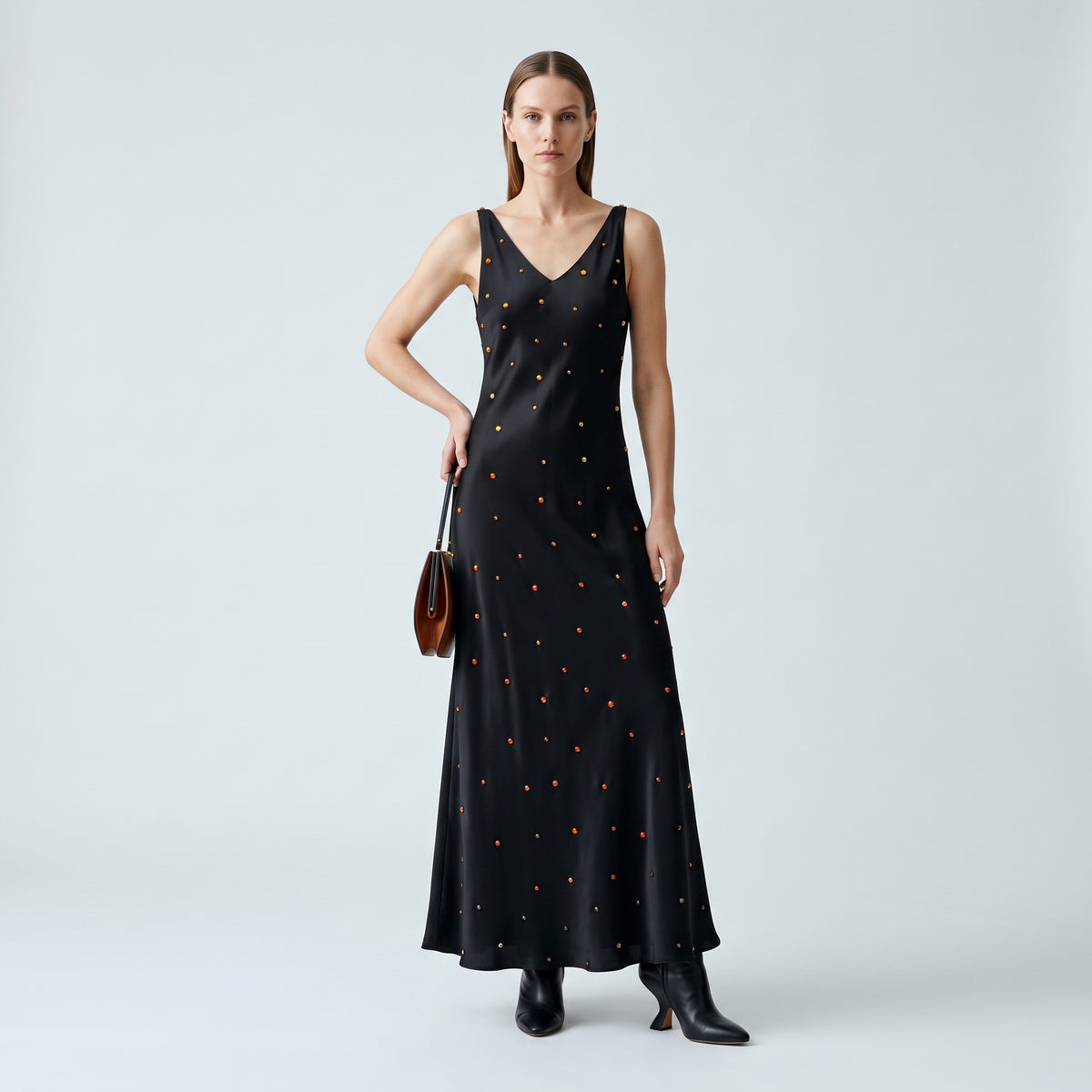 Embellished Silk Midi Slip Dress