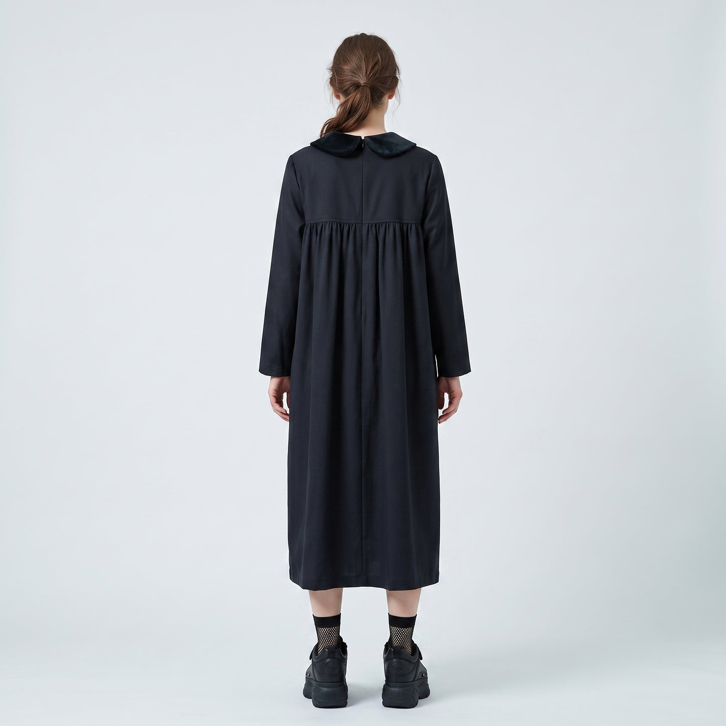 Velvet Collar Babydoll Dress