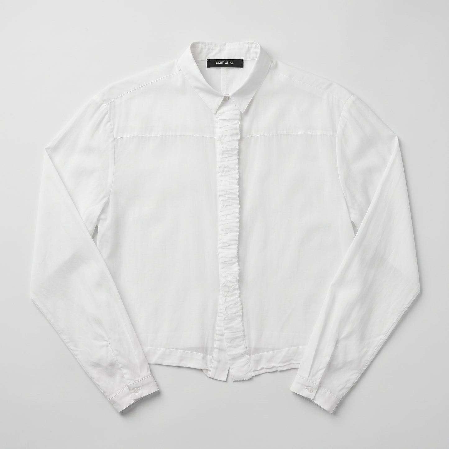 Crisp Ruffled White Cotton Shirt