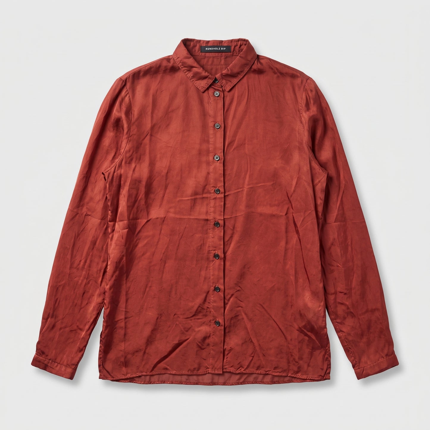 Rust Silk Button Down Shirt