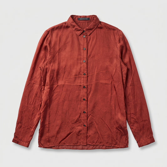 Rust Silk Button Down Shirt