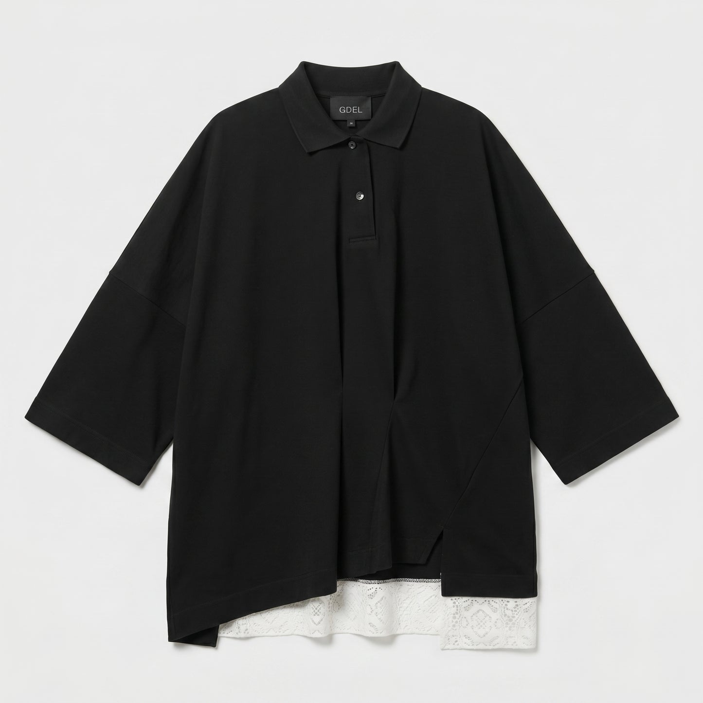 Oversized Lace-Trim Polo Shirt
