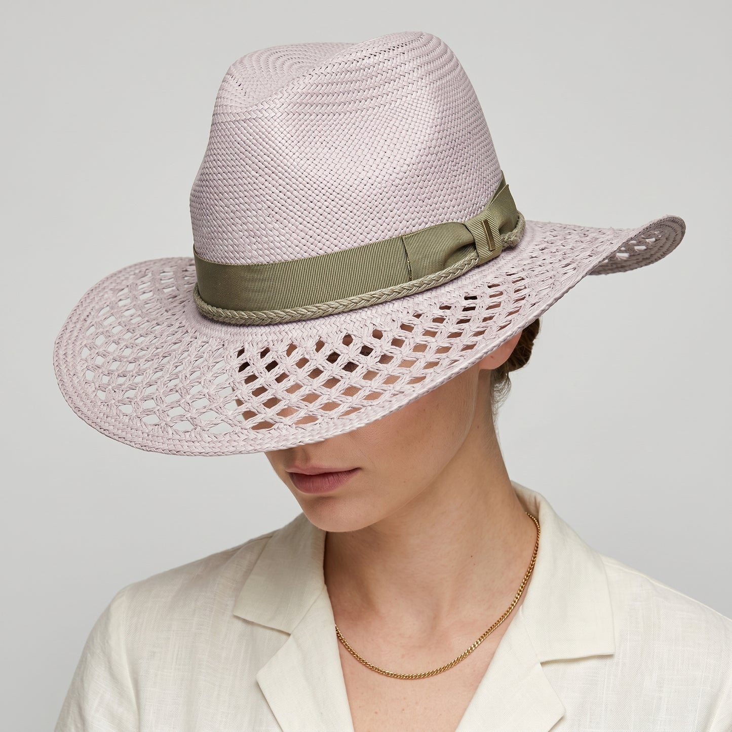Pink Woven Straw Panama Hat
