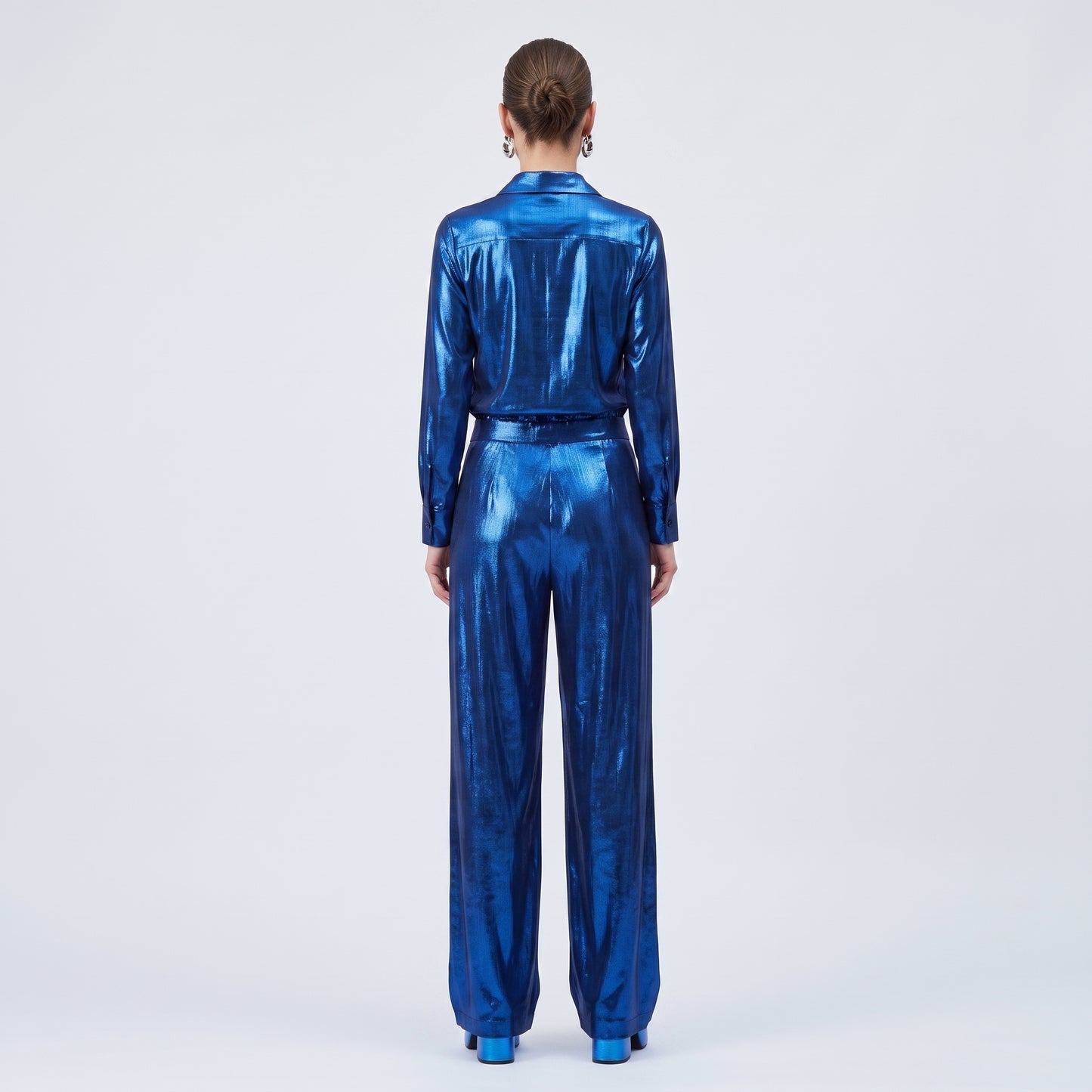 Metallic Cobalt Tailored Jumpsuit