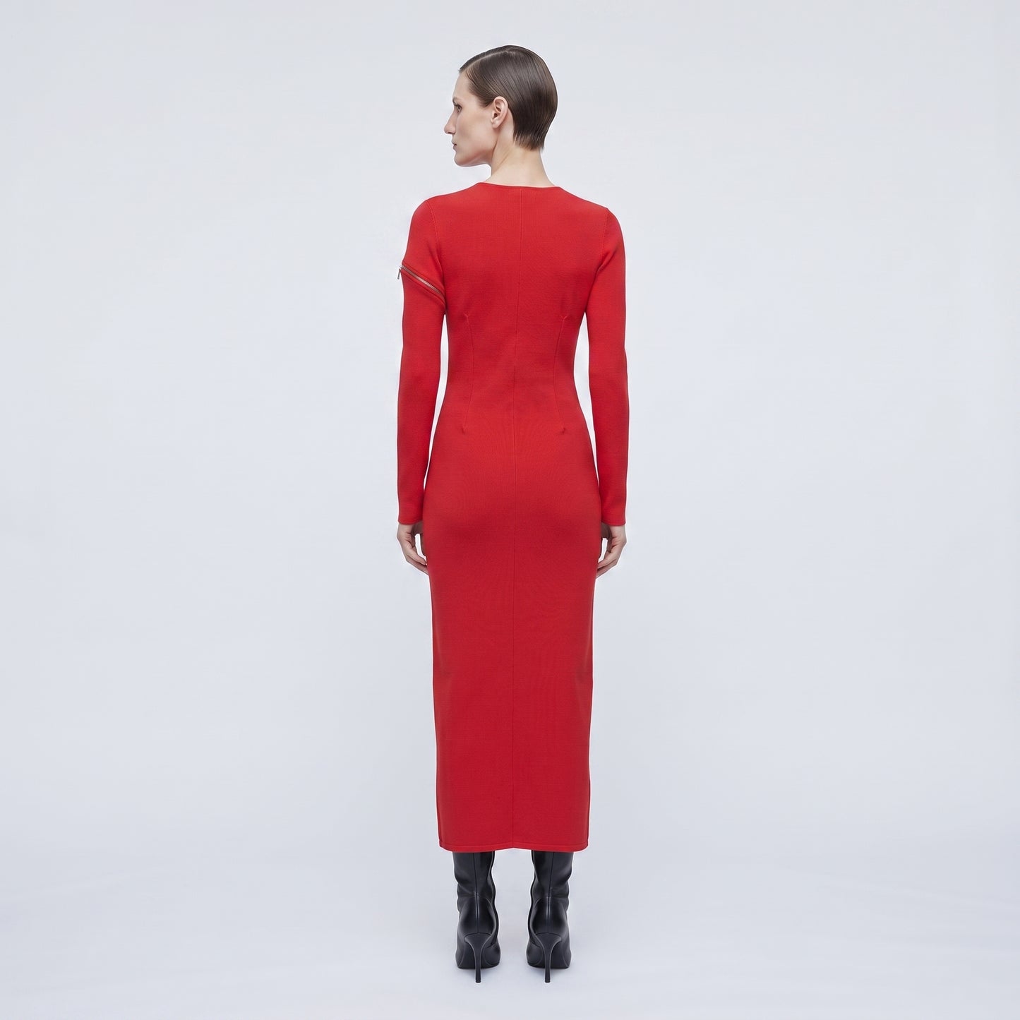 Red Cutout Long Sleeve Dress