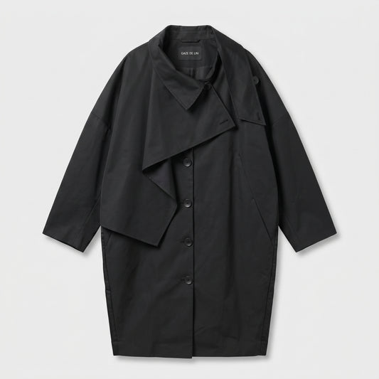 Structured Oversized Asymmetric Trench Coat