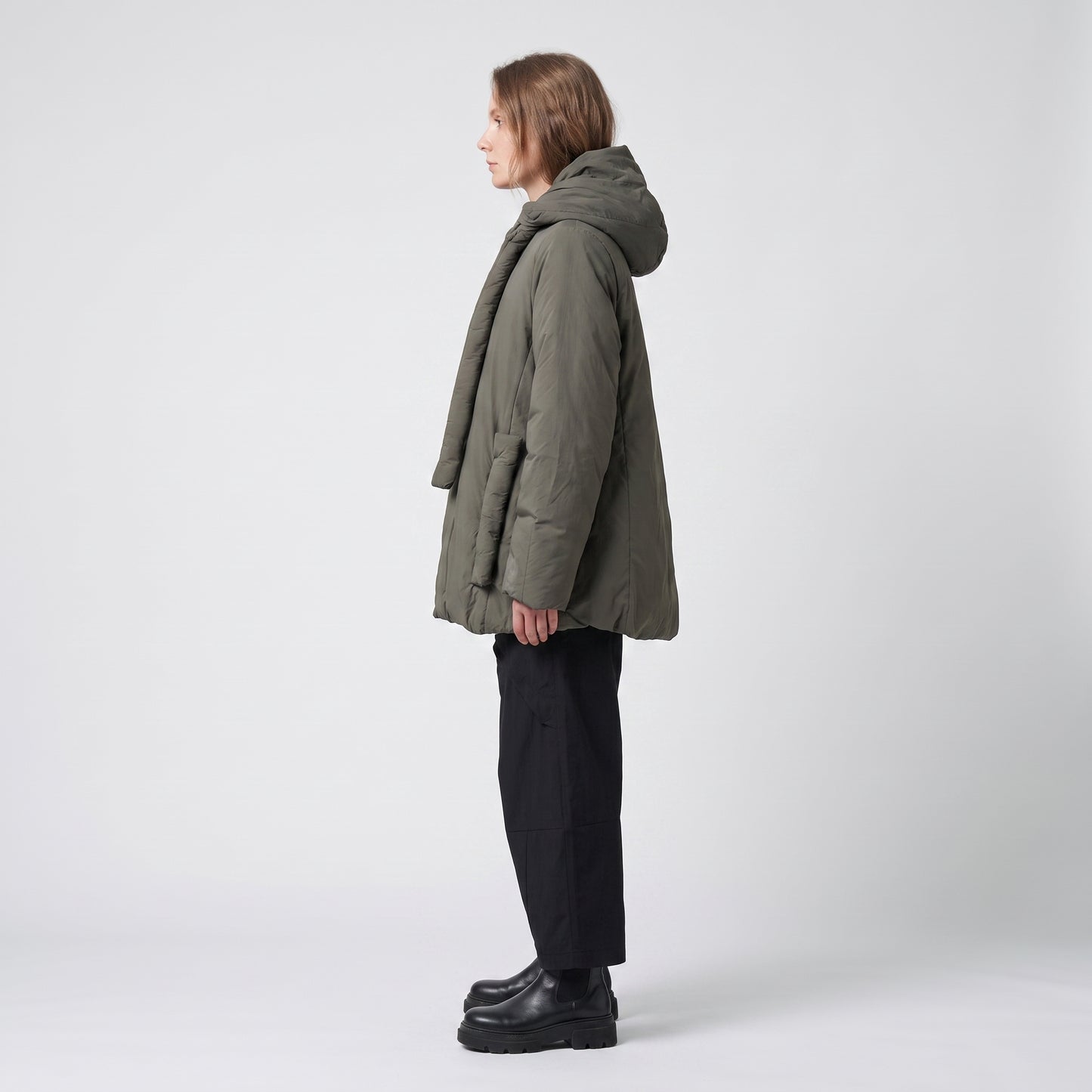 Hooded Olive Quilted Jacket