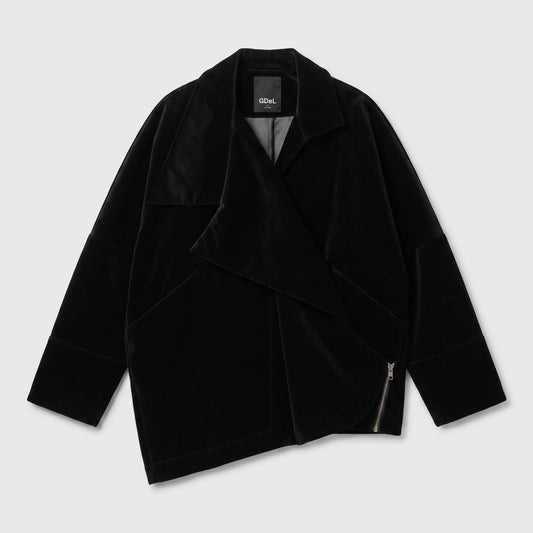 Asymmetric Velvet Statement Jacket