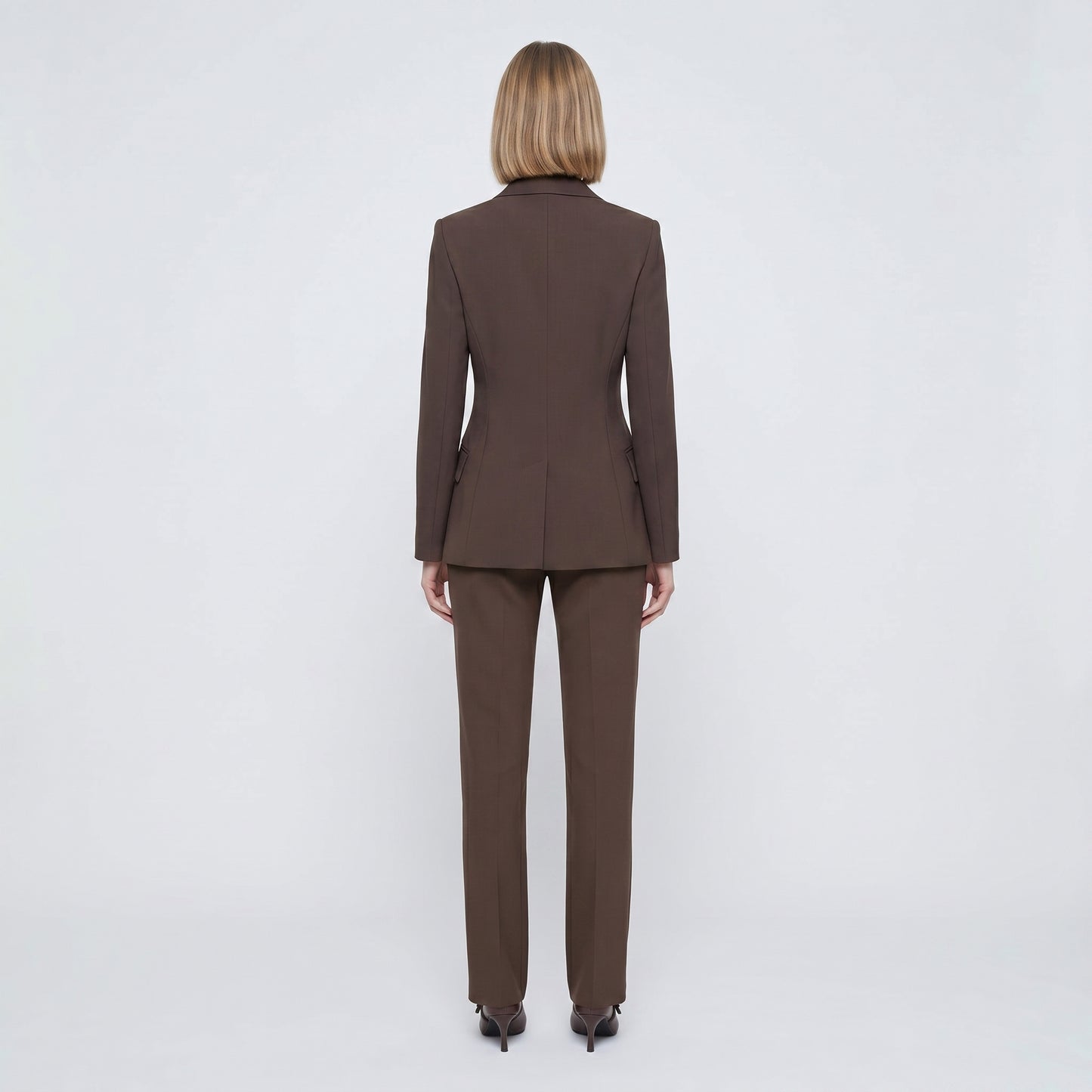 Tailored Double-Breasted Brown Blazer
