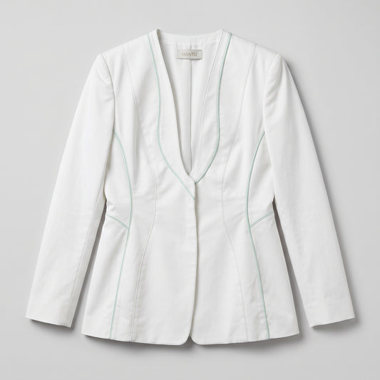 Tailored White Contrast Stitch Blazer