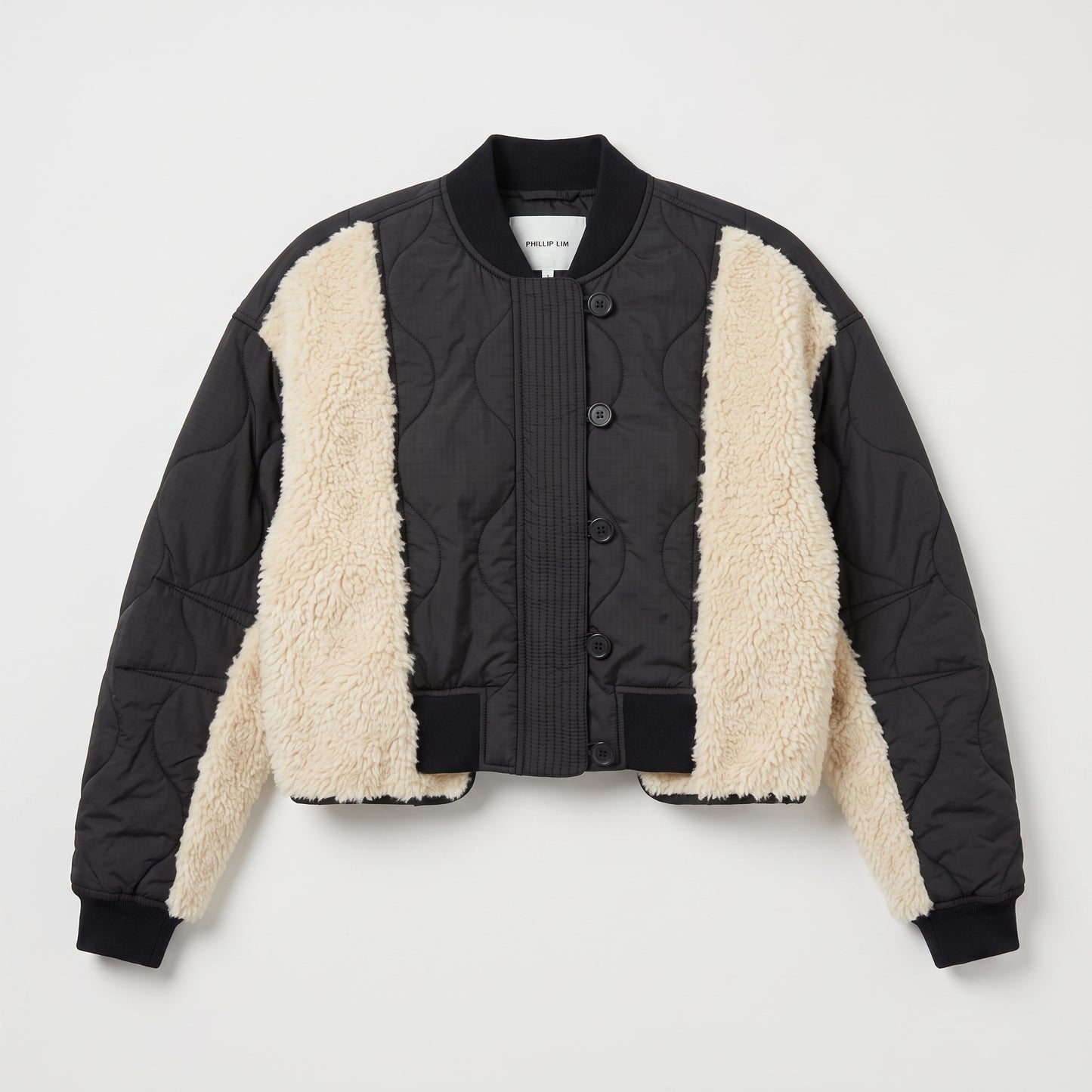 Quilted Sherpa Contrast Bomber Jacket