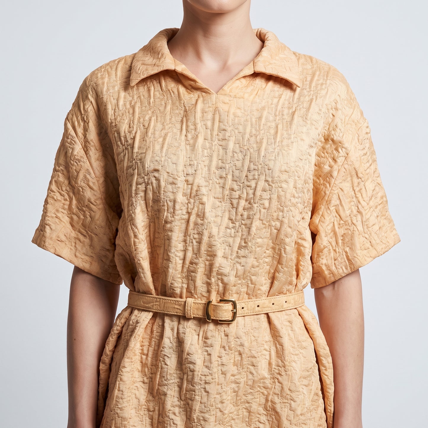 Textured Belted Mini Dress