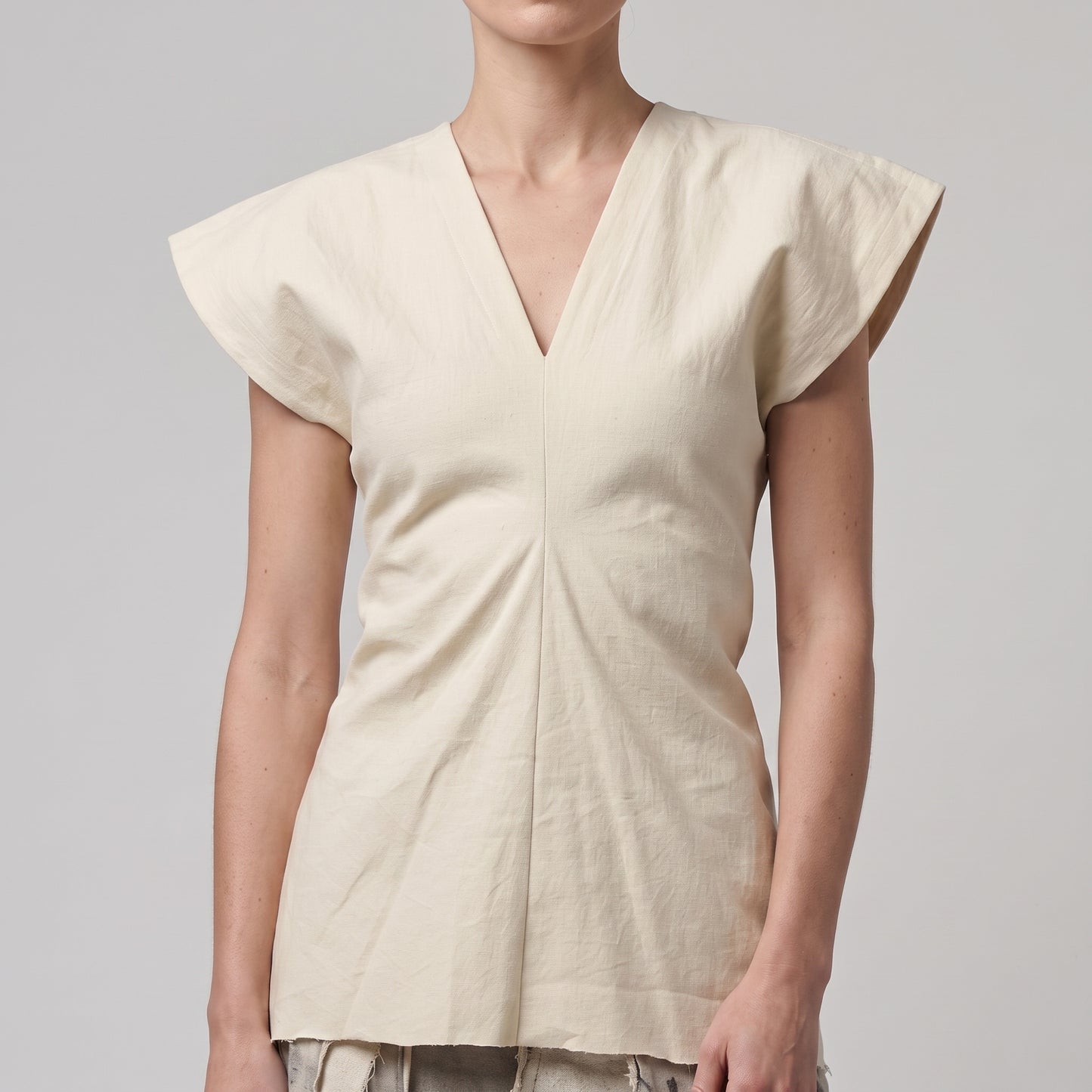 Minimalist V-Neck Linen Top