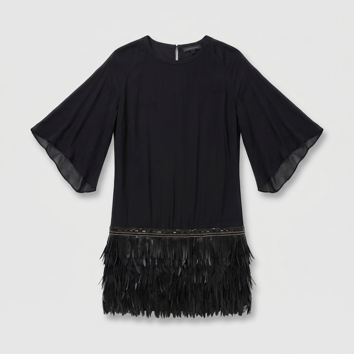 Embellished Feather Hem Mini Dress