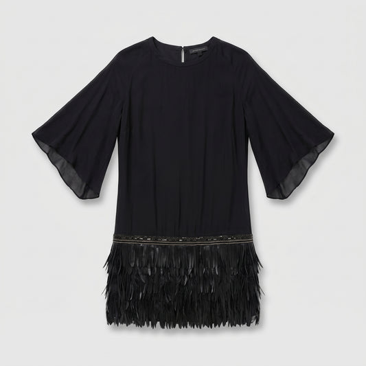Embellished Feather Hem Mini Dress