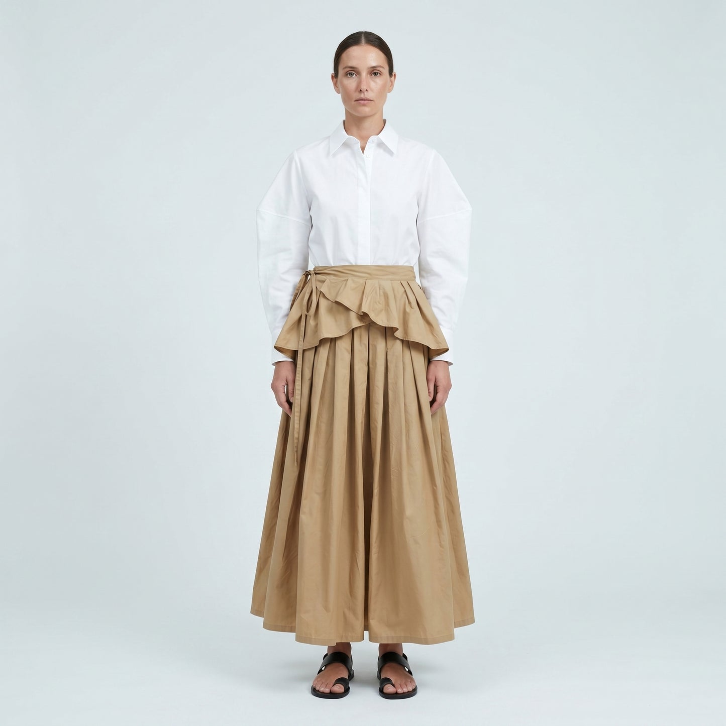 Asymmetric Ruffled Midi Skirt