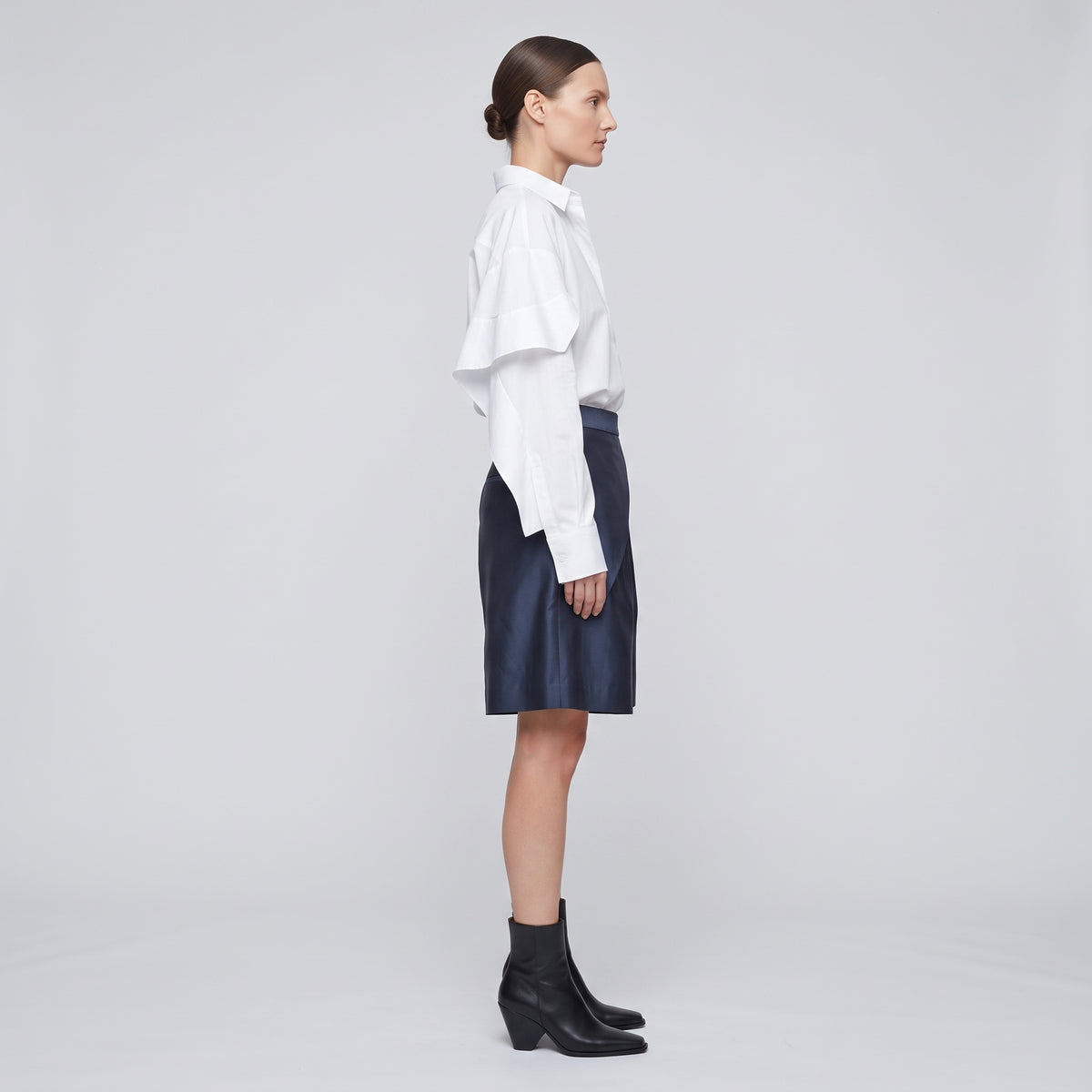 Tailored Navy Pleated Culotte Shorts