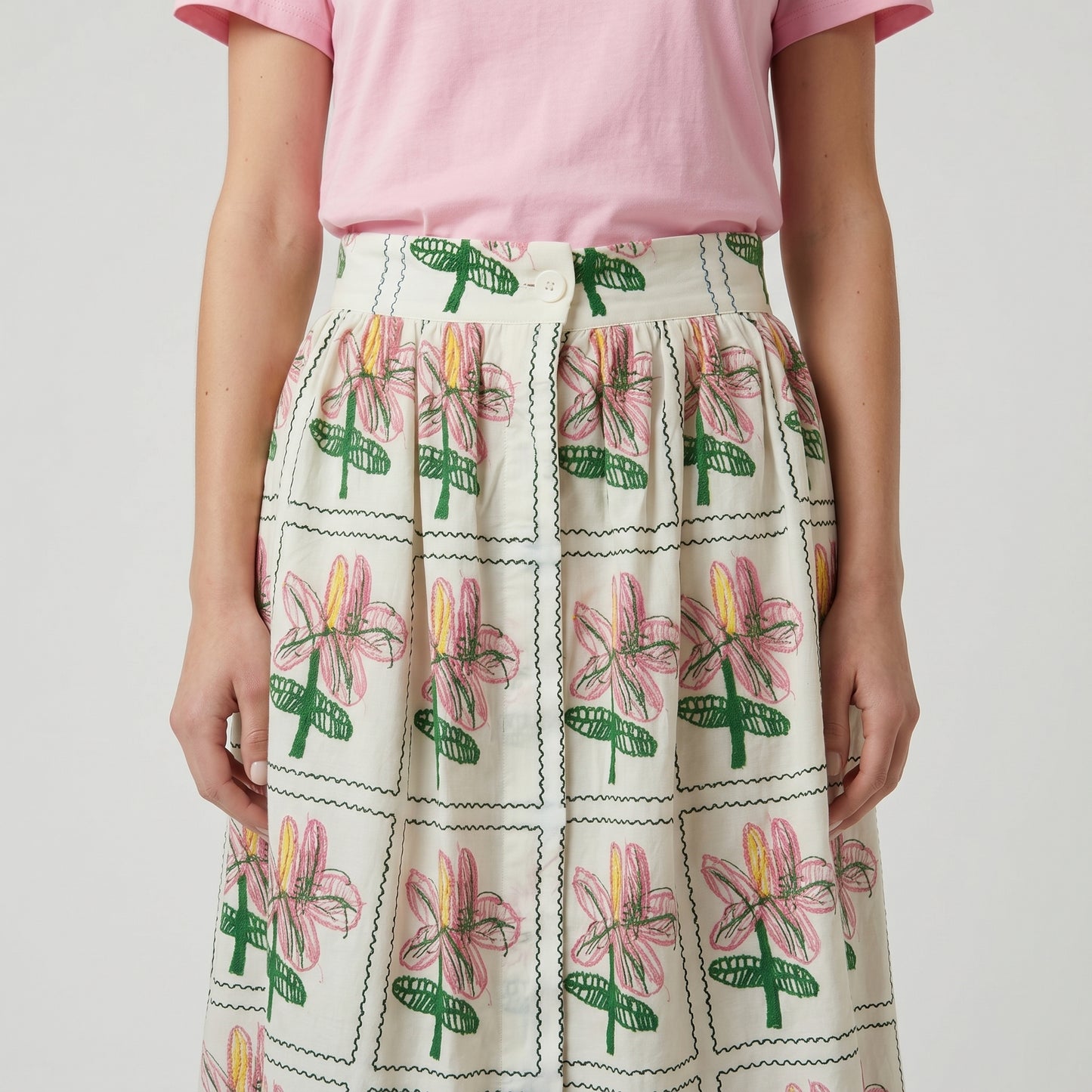 Floral Print Midi Skirt