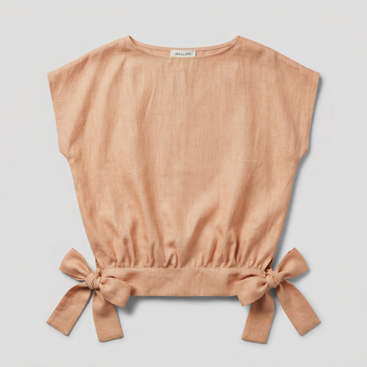 Linen Side Tie Crop Top