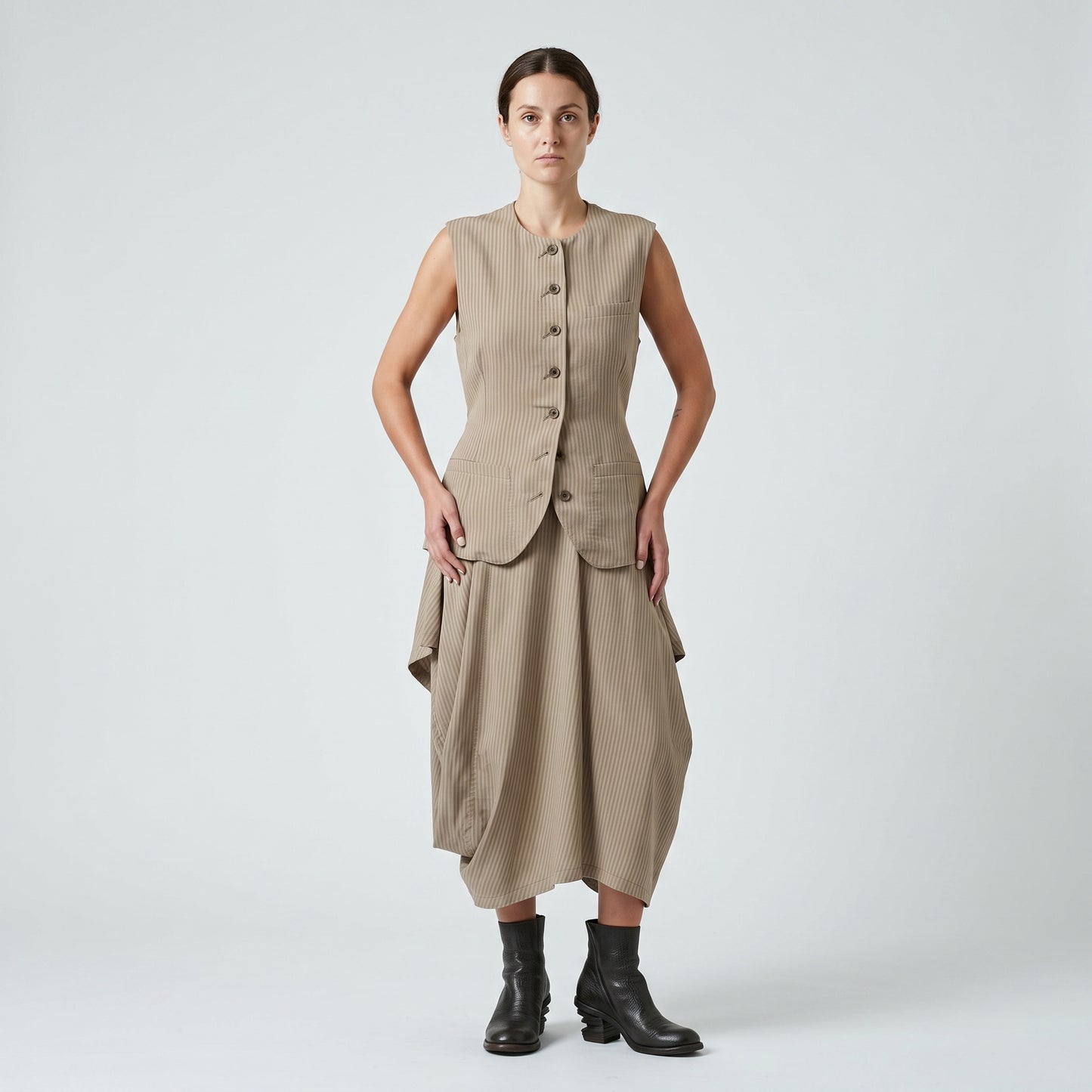 Tailored Pinstripe Asymmetrical Vest