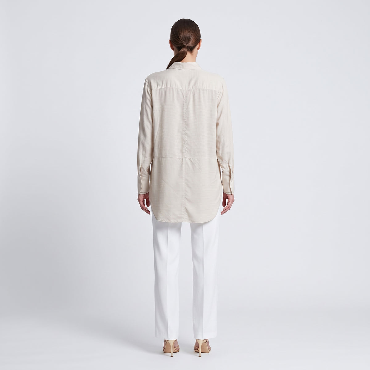 Relaxed Ruched Sleeve Button-Down