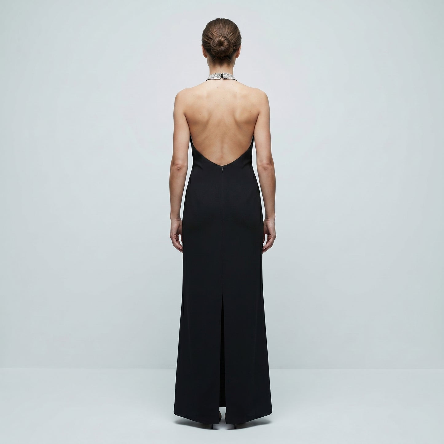 Crystal Embellished Halter Maxi Dress