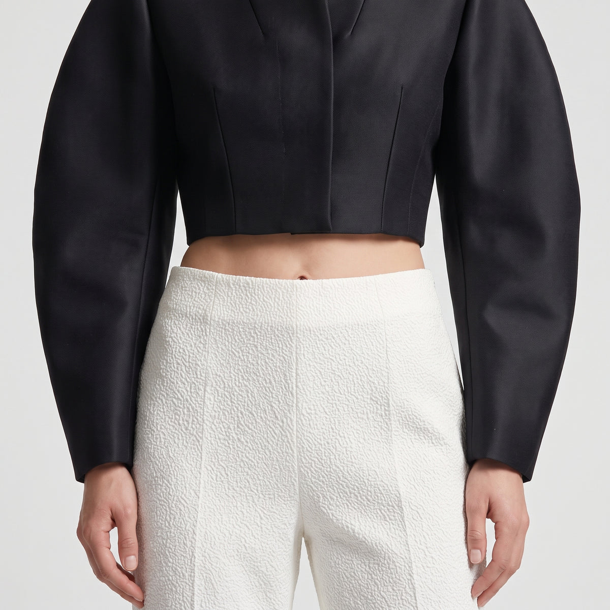 Textured Tailored Ankle Trousers