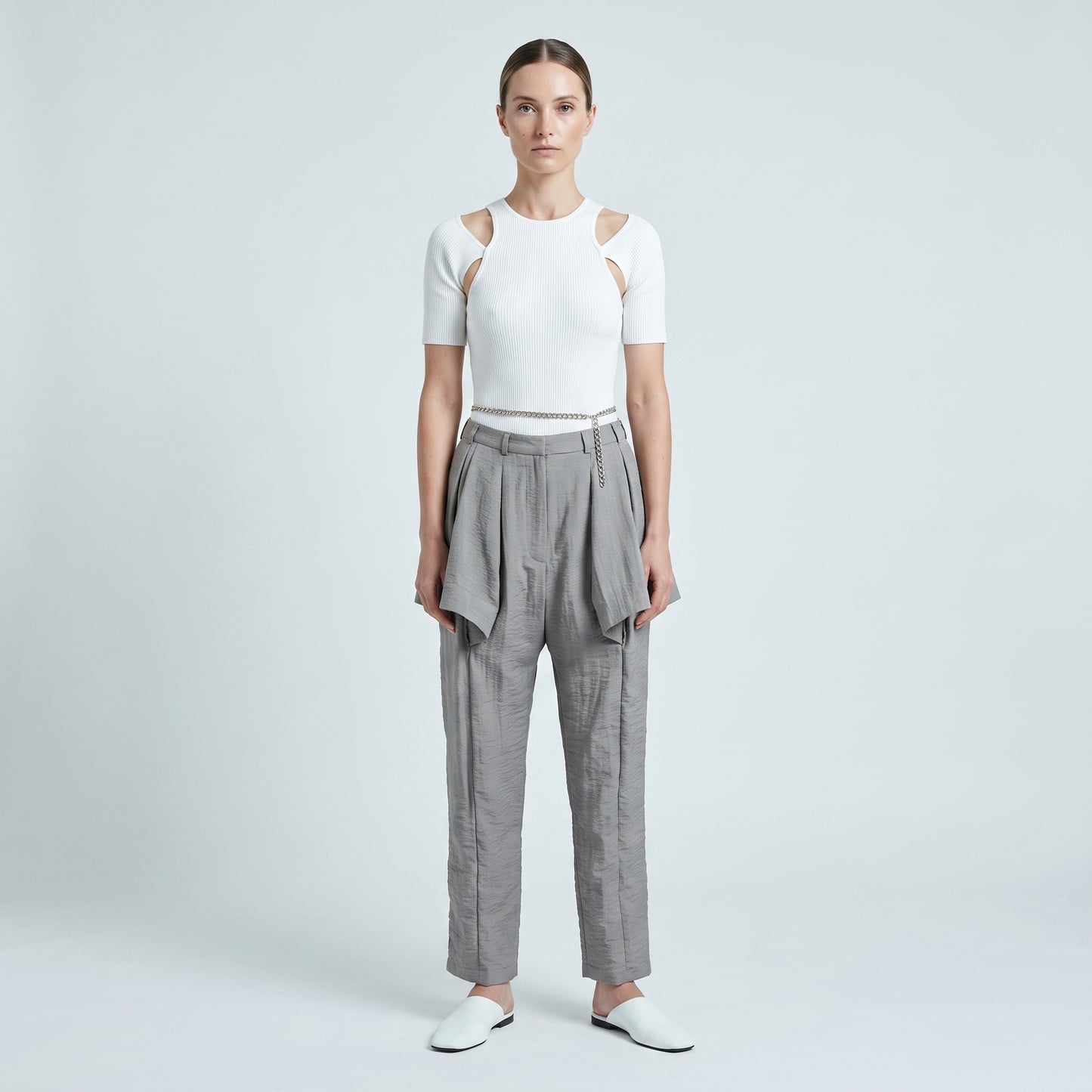 Architectural Grey Pleated Trousers