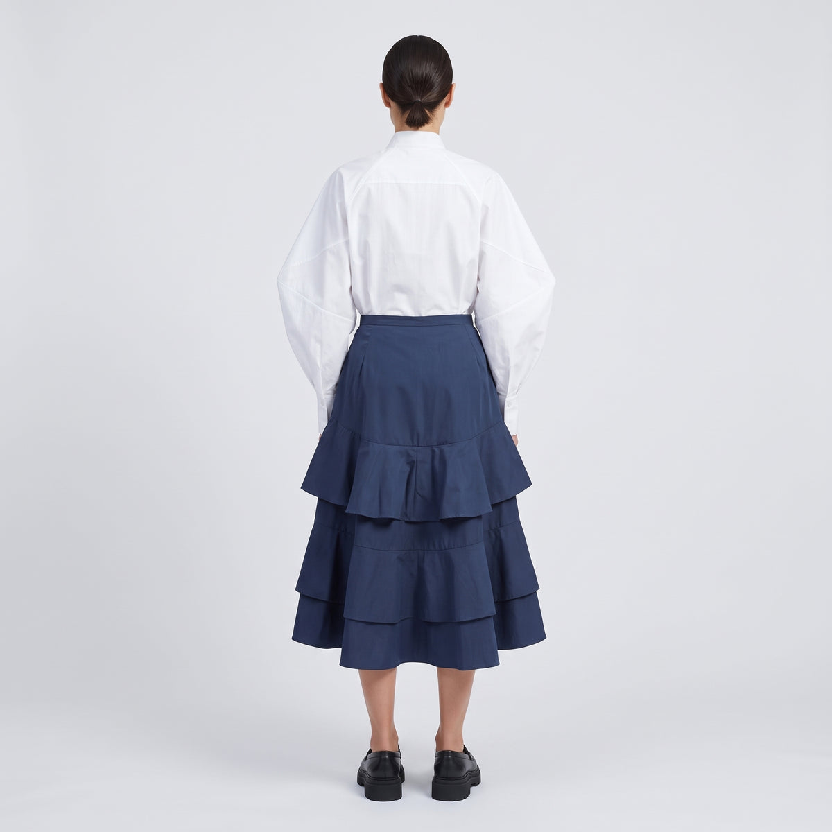 Tiered Button Down Midi Skirt