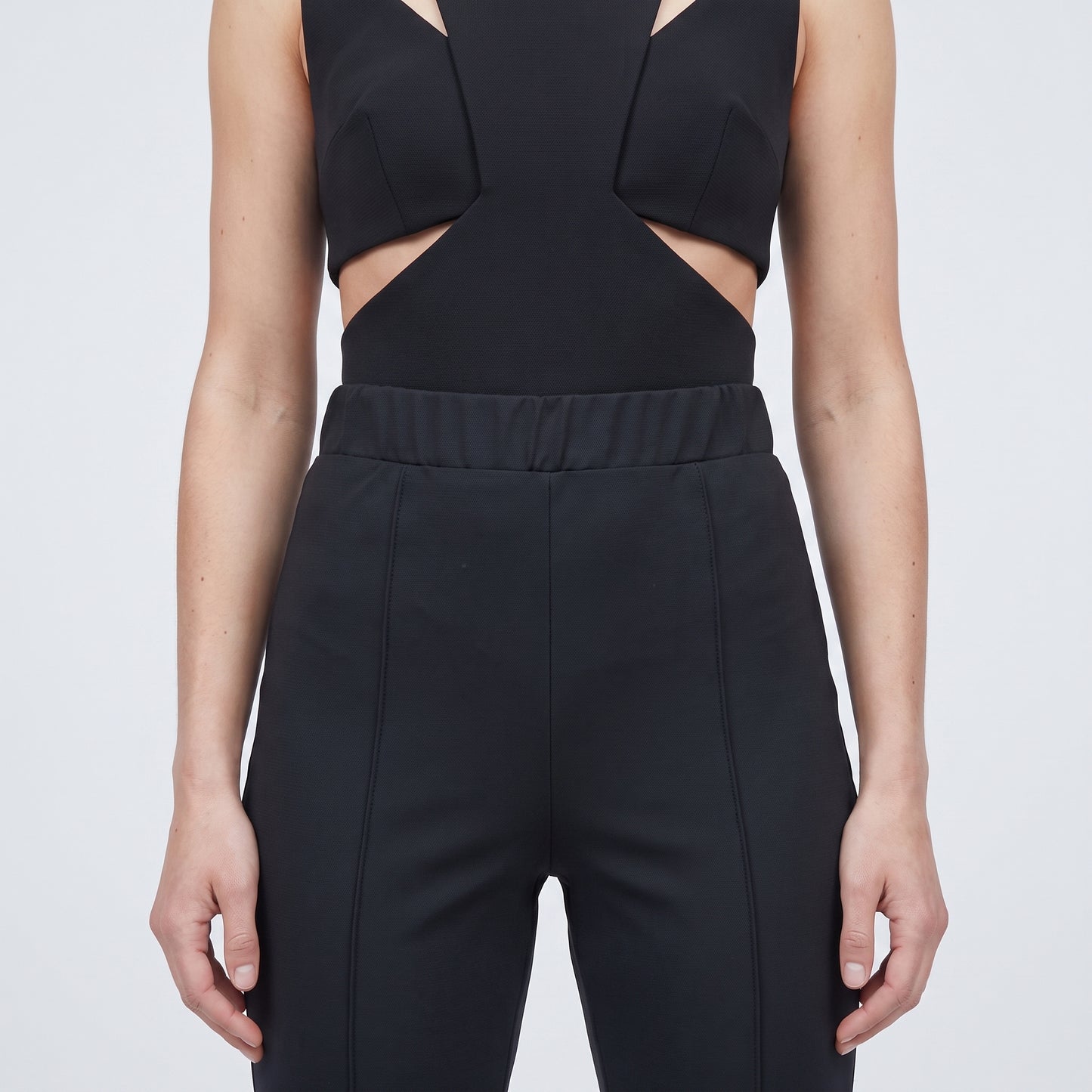 Black Zip Hem Flare Trousers