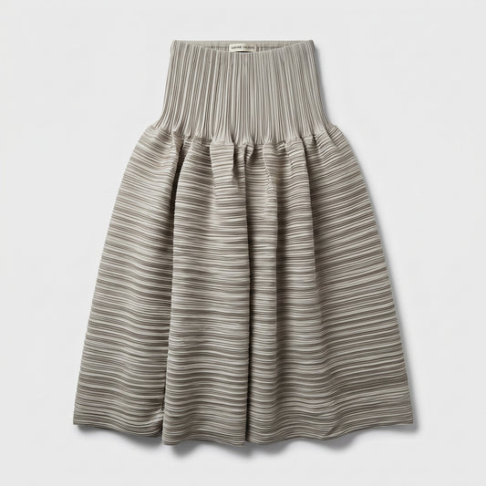 Pleated High-Waisted Midi Skirt