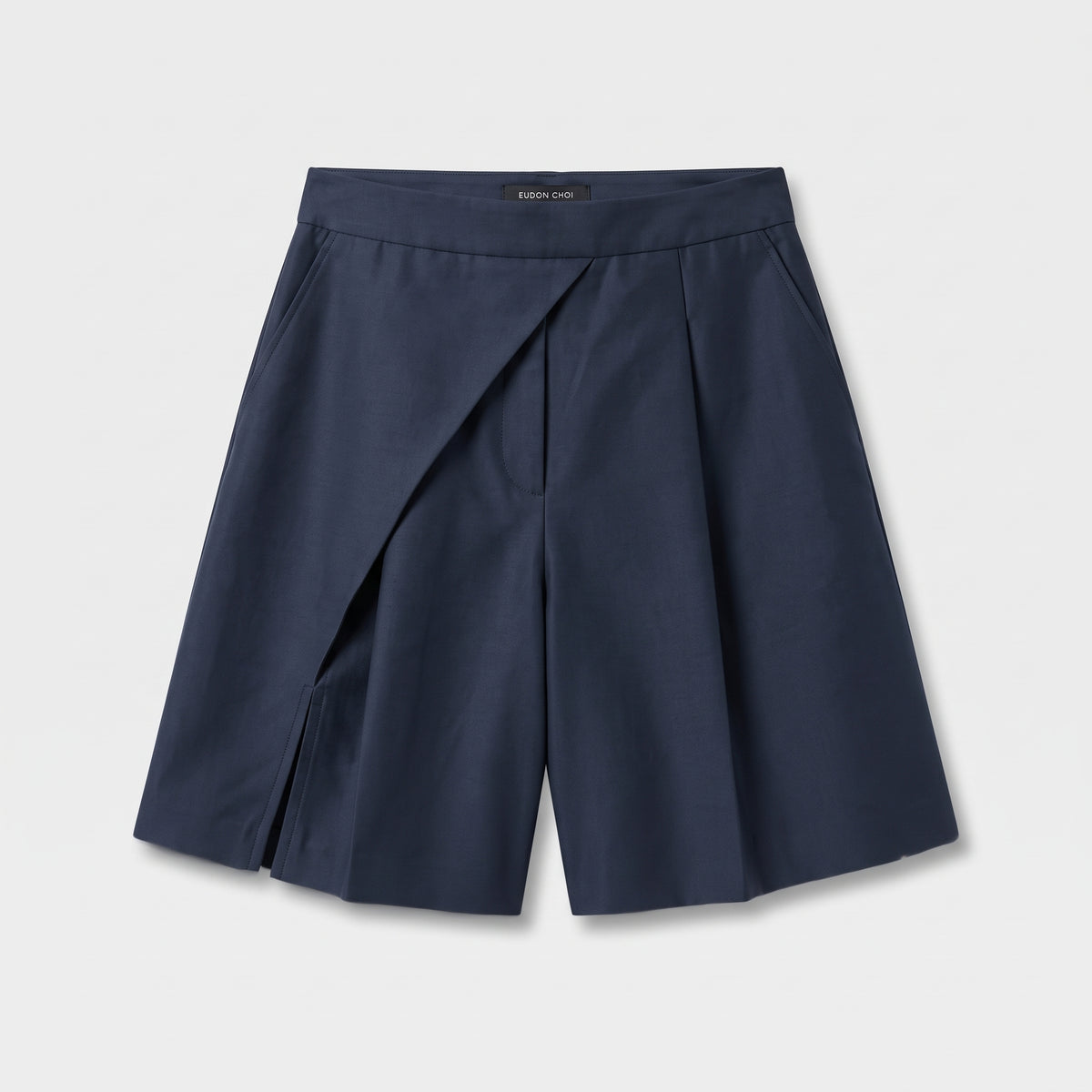 Tailored Navy Pleated Culotte Shorts