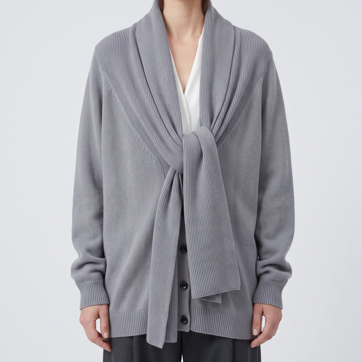 Grey Shawl Collar Cardigan
