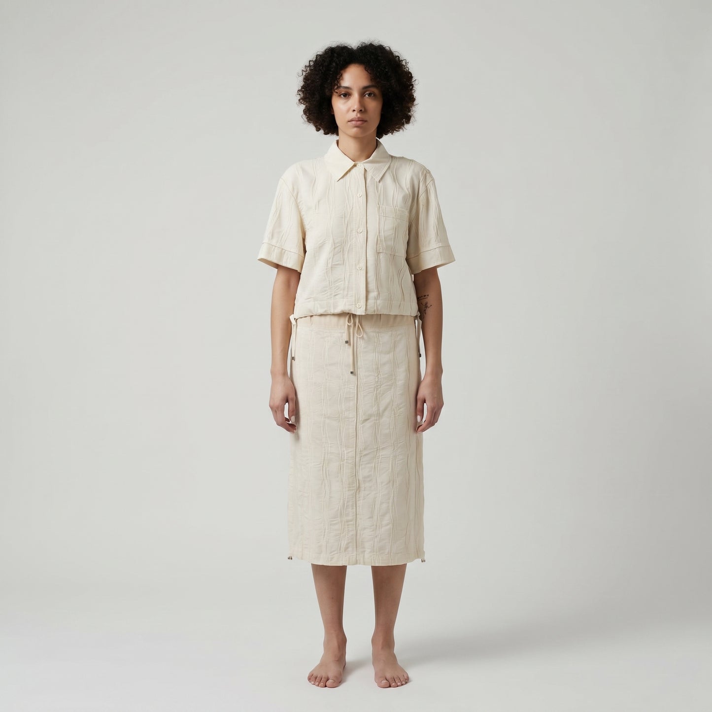Textured Short Sleeve Button Shirt