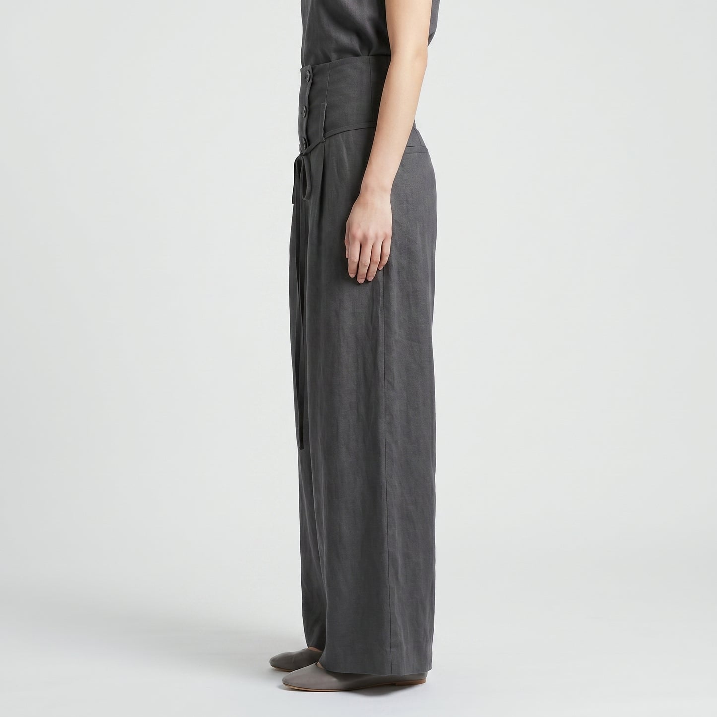 High-Waisted Linen Wide-Leg Trousers