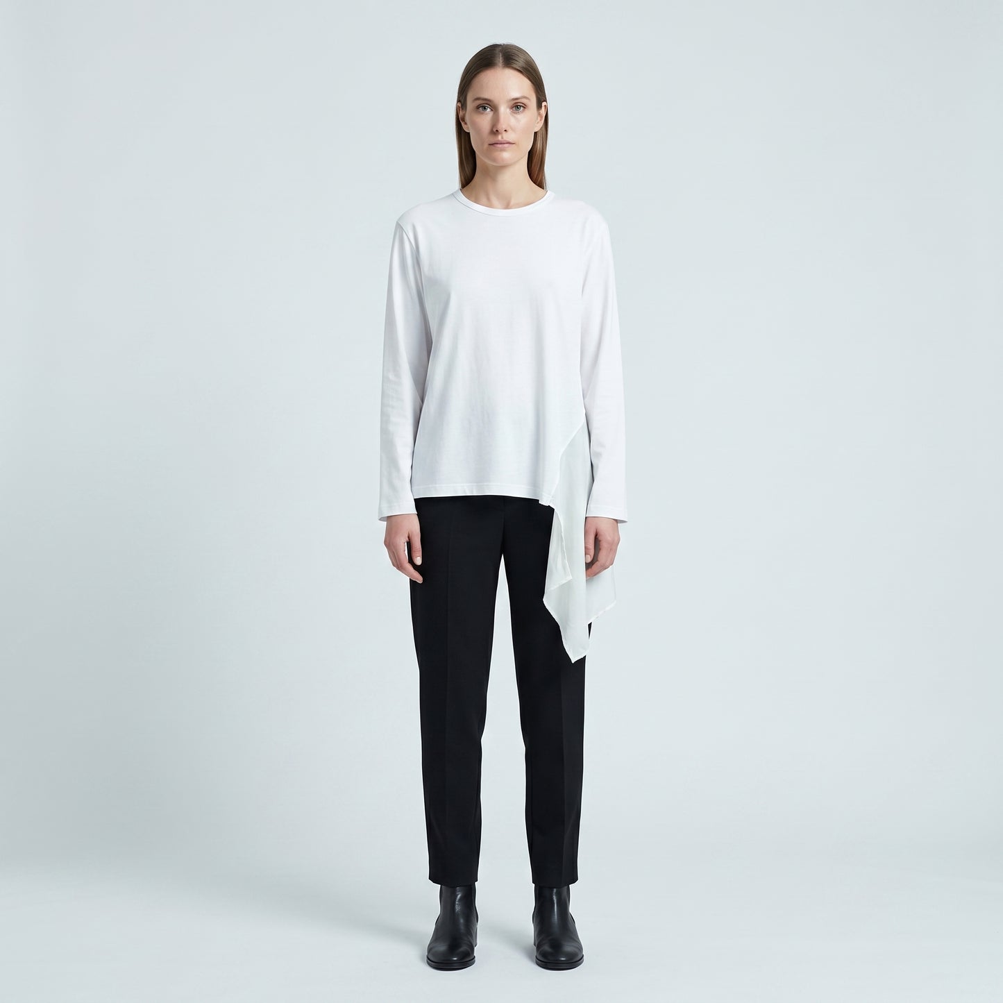 Asymmetric Draped Long Sleeve Top