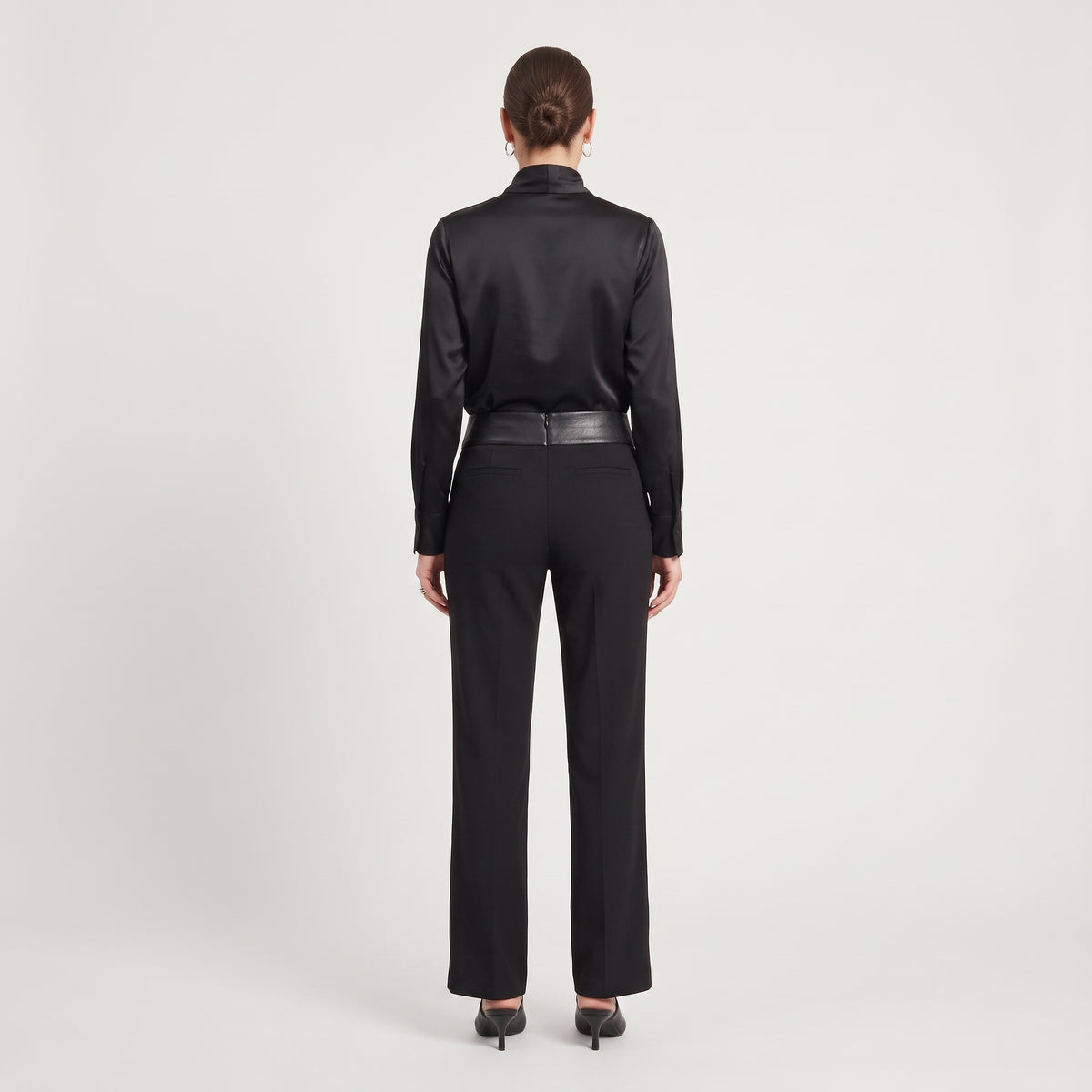 Leather Trimmed Tailored Trousers