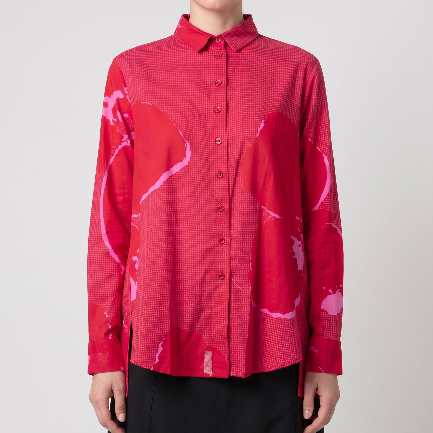 Abstract Floral Print Cotton Shirt