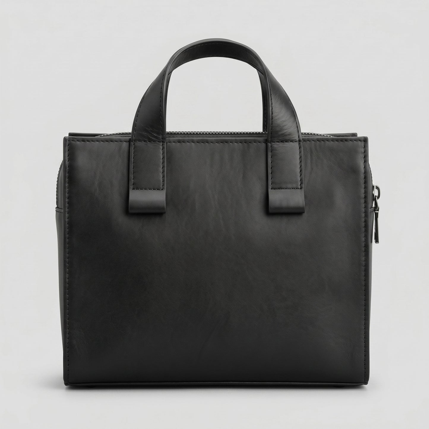 Structured Leather Top Handle Bag