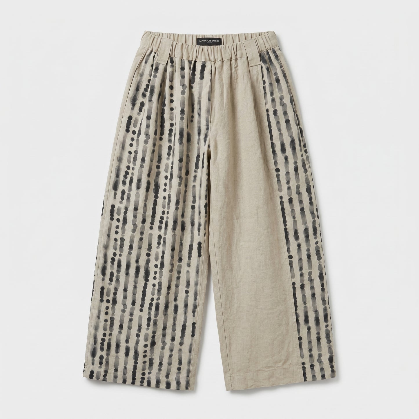 Printed Wide Leg Linen Trousers