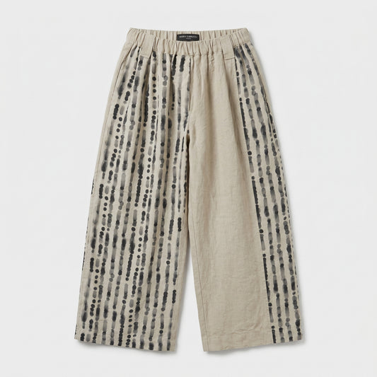 Printed Wide Leg Linen Trousers