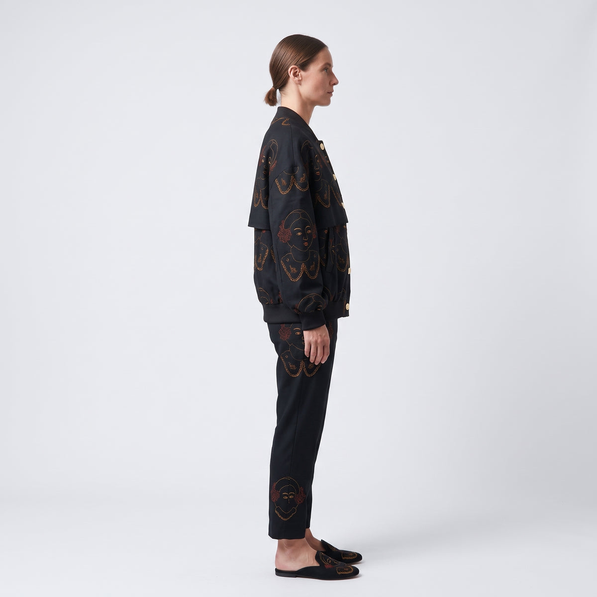 Embroidered Portrait Bomber Jacket