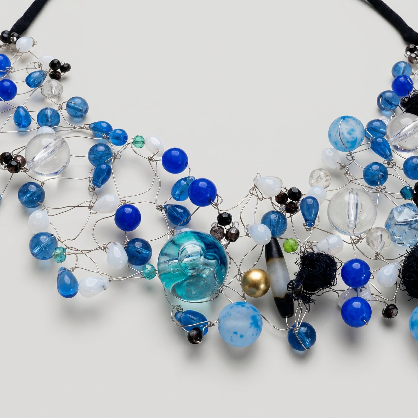 Artisanal Blue Beaded Statement Necklace